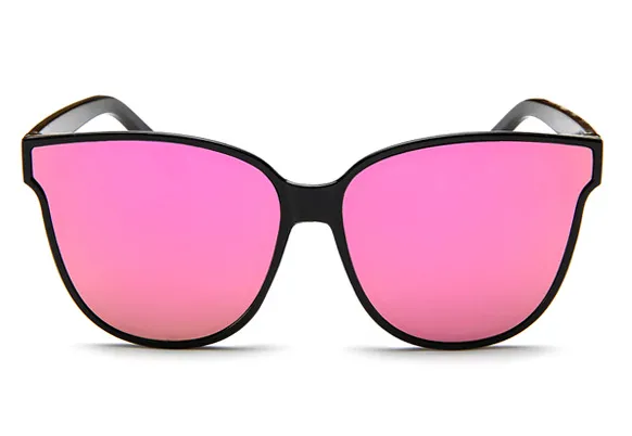 Fashion sunglasses trend ocean film sunglasses Korean version of the big box sunglasses Bright Black Powder - Shop at LoveMi