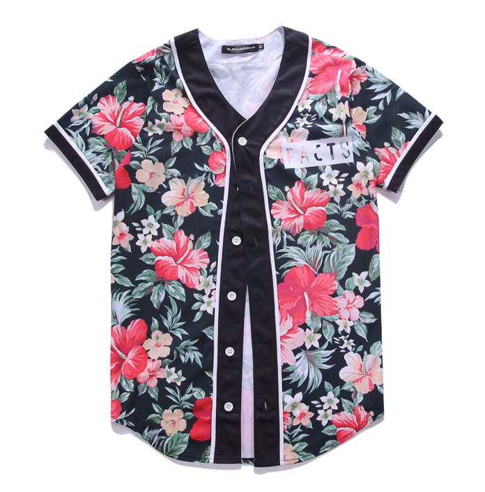 Floral Print Baseball Shirt