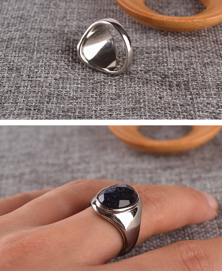 Titanium Steel Gemstone Ring