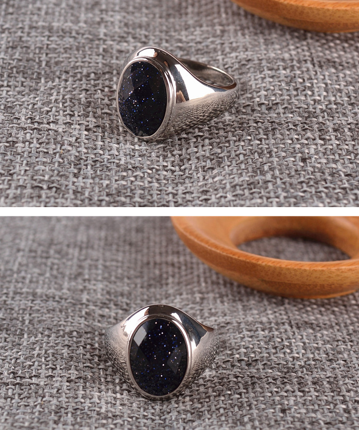 Titanium Steel Gemstone Ring, picture 3 of 4