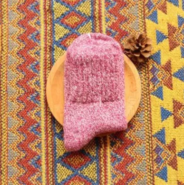 Autumn and winter thickening warm thick line rabbit hair socks Japanese tube cute adult female socks Purple - Shop at LoveMi