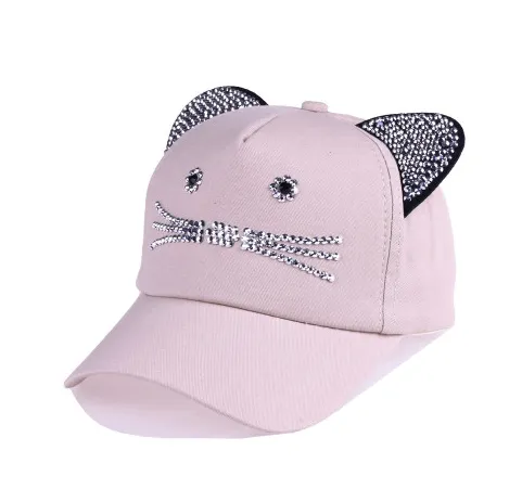 Spring And Summer Denim Baseball Cute Cat Ears Baseball Sunscreen Visor Baby Cat Hat Light Pink - Shop at LoveMi