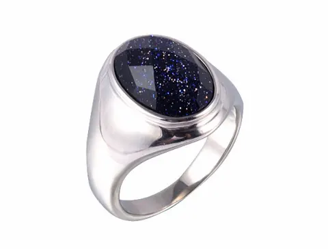 Purple Sand Gemstone Men's Titanium Steel Ring