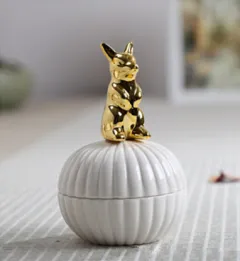 Animal figurine decor jewellery box squirrel rabbit cat bird crafts gift home decor jar - Rabbit - View 1