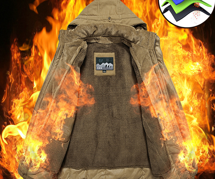 Heavy Wool Men Winter Jacket - Reversible and Removable Hood