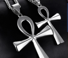 Источник товаров для трансграничной электронной коммерции, европейское и американское блестящее ожерелье из нержавеющей стали, древний египетский крест, мужское ожерелье, амулет, кулон