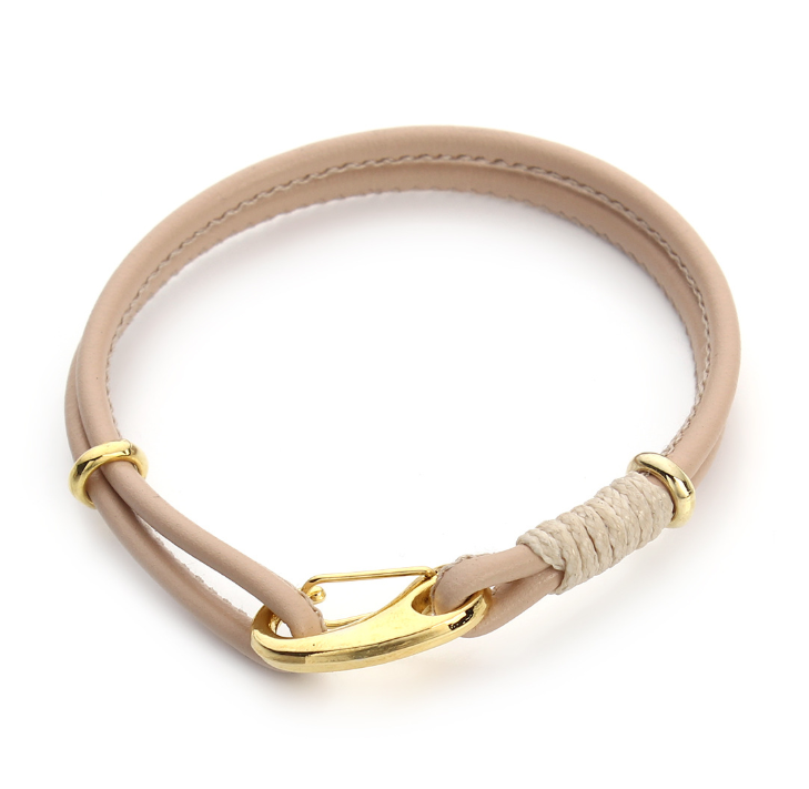 Sheepskin rope bracelet finished with lobster clasp spring buckle leather rope