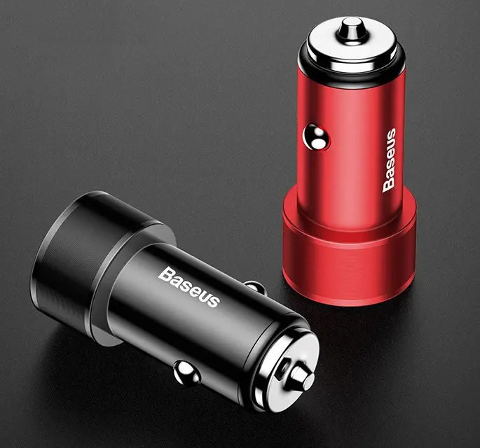 Small Screw Car Charger Dual USB QC3.0 36W