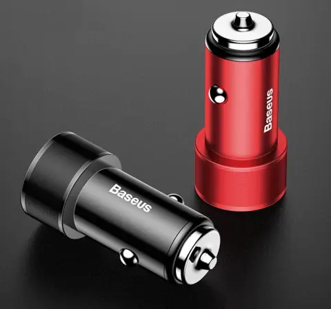 Small Screw Car Charger Dual USB QC3.0 36W