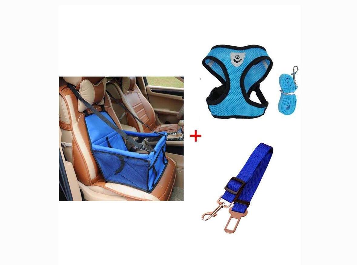 Luxury Pet's Safety Car Seat Carrier Premium Harness & Leash set Car Safety Belt Blue - Shop at LoveMi
