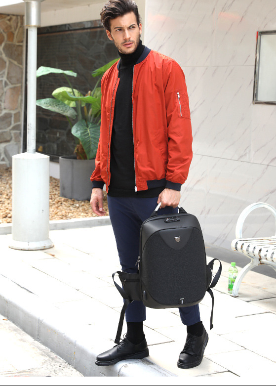 Cross border men's double shoulder bag multi function anti-theft 15.6 inch computer package British bag leisure business bag 6