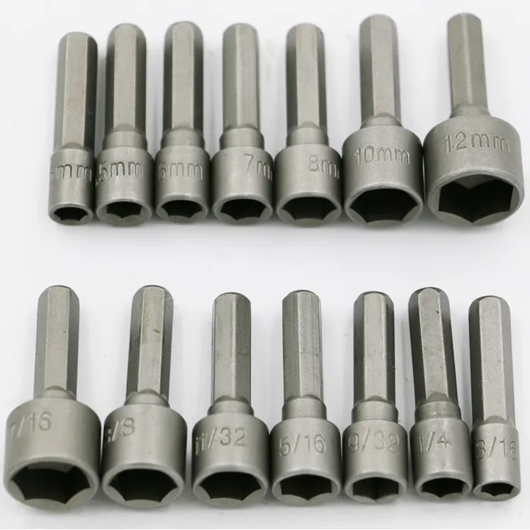 14pcs Power Nut Driver Set Dual Sae Metric Bit Mm And Standard Shank Quick Change Power Nut Driver Bit Set Nutdrivers – image 2