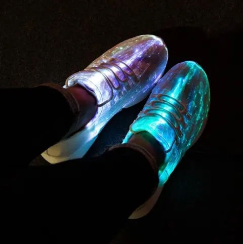 Fiber Optic LED Shoes USB Recharge Glowing Sneakers Man