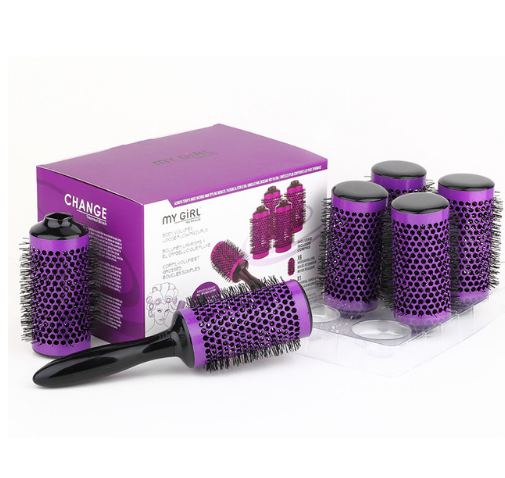 Professional Hair Dressing Brushes High Temperature Resistant Ceramic Iron Round Comb Beauty Hair Makeup Tool 50mm Purple - Shop at LoveMi