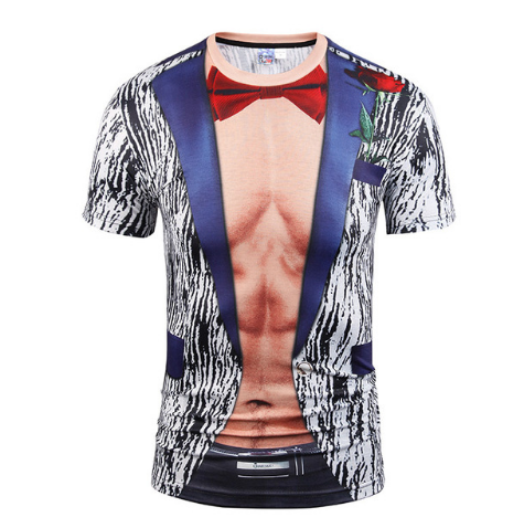 Fake Vest men short sleeve hip hop Fashion Man Slim Fit t-shirt Halloween cosplay