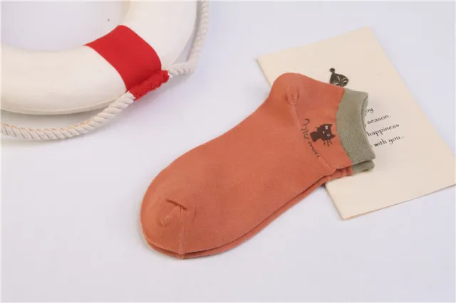 Summer CAT Warm Comfortable Cotton Girl Women's Socks Ankle Low Female Orange - Shop at LoveMi