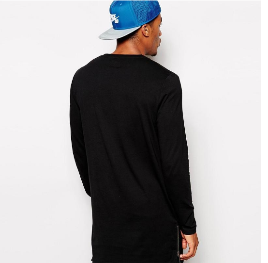 Hip hop Long Sleeve Side Zippers T shirt