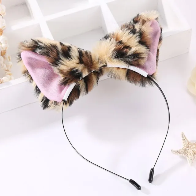 Plush Cat Ears Headband Leopard - Shop at LoveMi