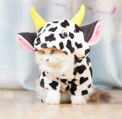 New Pet Dog Cat Coat Warm Cow Costume Sweatshirt