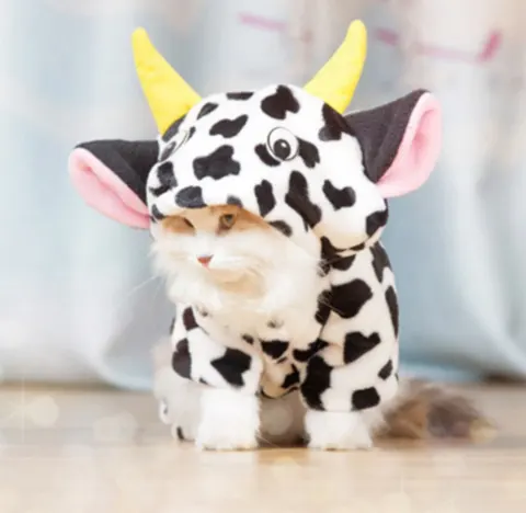 New Pet Dog Cat Coat Warm Cow Costume Sweatshirt
