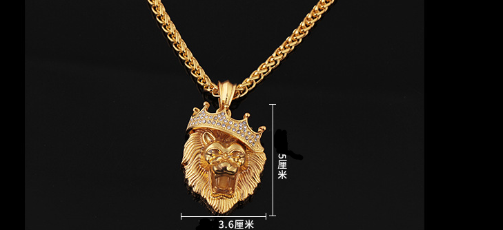 Europe and the United States selling diamond crown lion hip-hop luminous necklaces men Unisex gold-plated hiphop luminous Pendant — foto 5