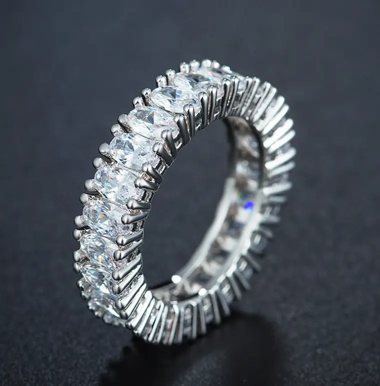 European and American women's luxury zircon ring full diamond ring jewelry birthday gift party jewelry