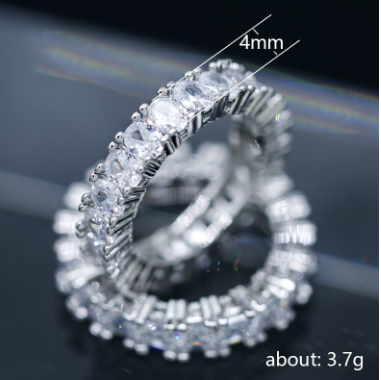 European and American women's luxury zircon ring full diamond ring jewelry birthday gift party jewelry