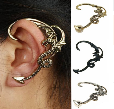 European and American popular retro gothic style Influx of flying dragon ear earrings