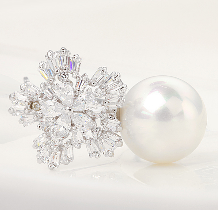 قلادة أقراط زفاف فاخرة كلاسيكية بتصميم زهرة من السترن واللؤلؤ – هدية أنيقة للعرائس وصديقات العروس