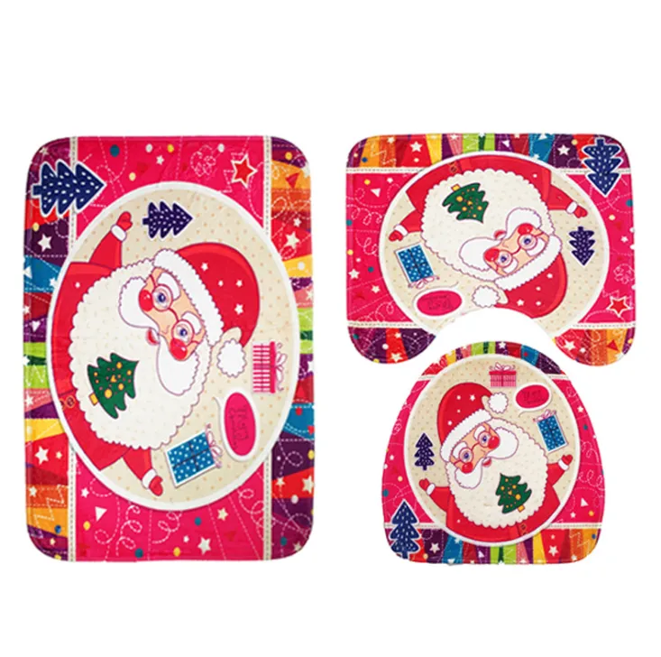 FENGRISE Fancy Santa Claus Rug Seat Bathroom Set Contour Rug Christmas Decoration Navidad Xmas Party Supplies New Year - Santa Claus Head