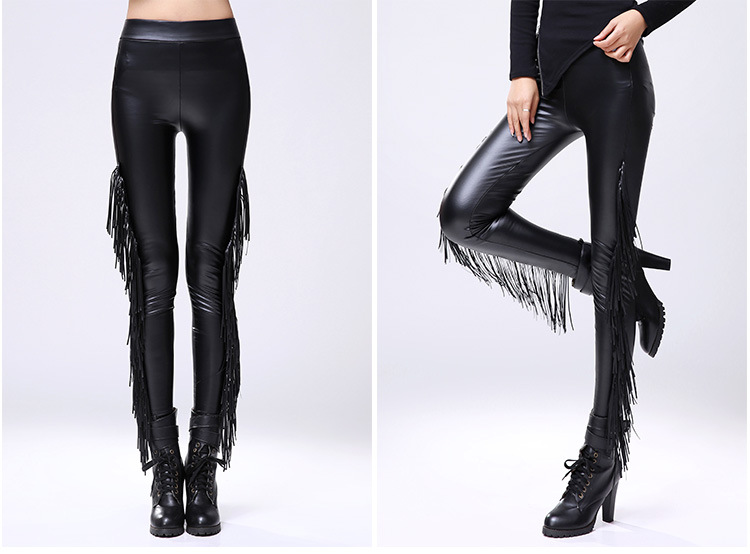 Faux Leather Tassel Leggings Texas Style