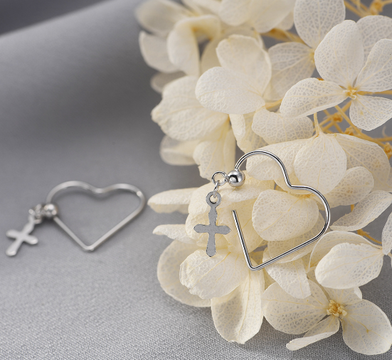 Cross earrings heart 925 pure sterling silver fashion trendy design simple wild earrings for women charms jewelry gift