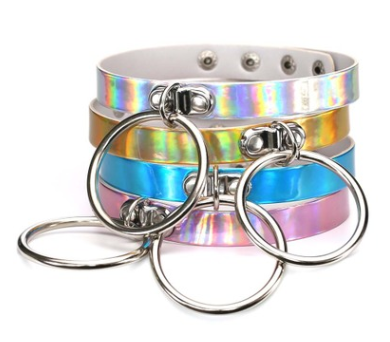 Europe and the United States new exaggerated big laser skin O-shaped metal ring pendant collar necklace necklace