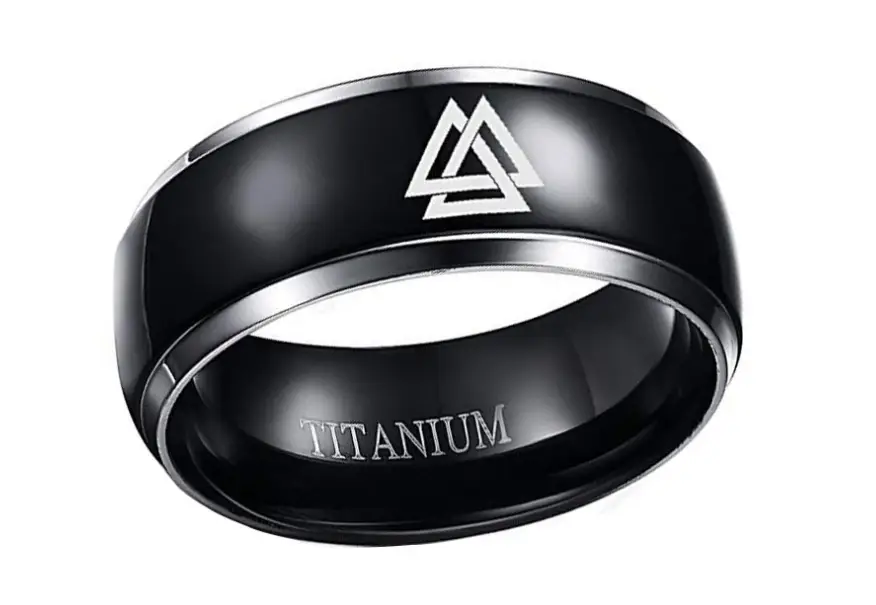 Triangle L  Ring Black Ring Titanium Steel Ring