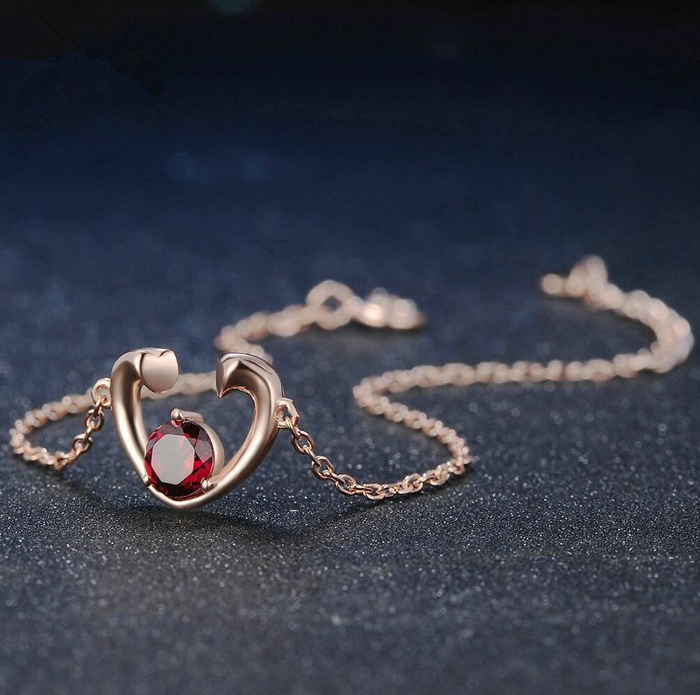 Natural Garnet Round Delicate Gemstone Bracelet