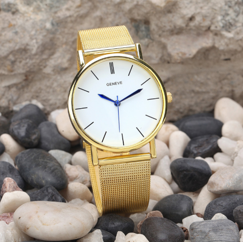 Double row diamond gold net with watch Roman numeral scale water diamond English watch