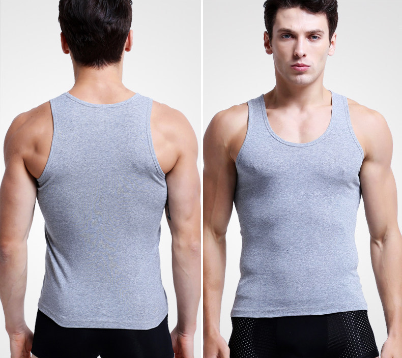 Men's round neck vest cotton body shaping fitness bottoming stretch full sleeveless sweatshirt
