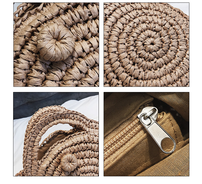 The same paragraph straw bag Korean style chic hand-woven circular straw beach holiday portable diagonal package