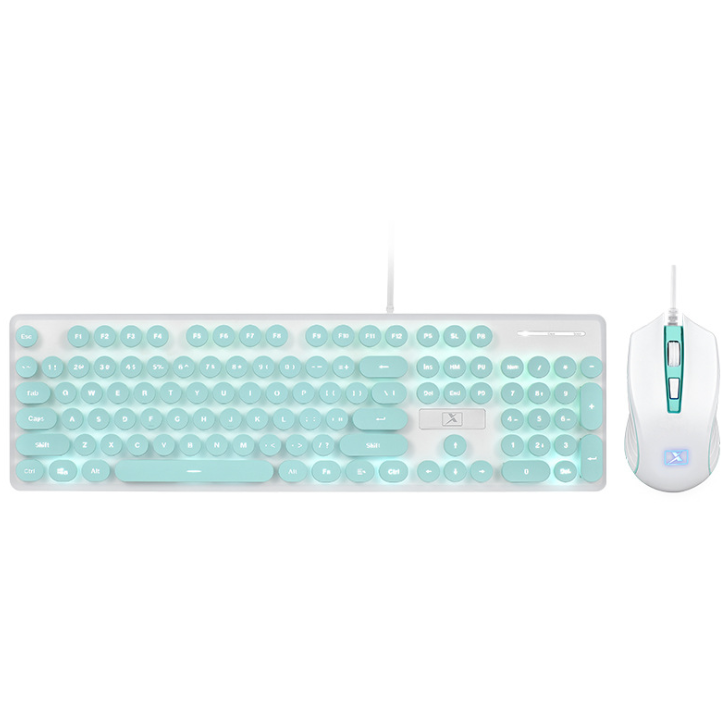 N518 kabel steampunk retro mus og tastatur set game - Miniatyr 5