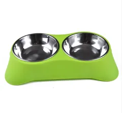 Sunscreen Silicone Pet Double Bowl Environmentally Friendly Non-toxic Silicone Non-slip Food Dog Bowl - Green - View 1