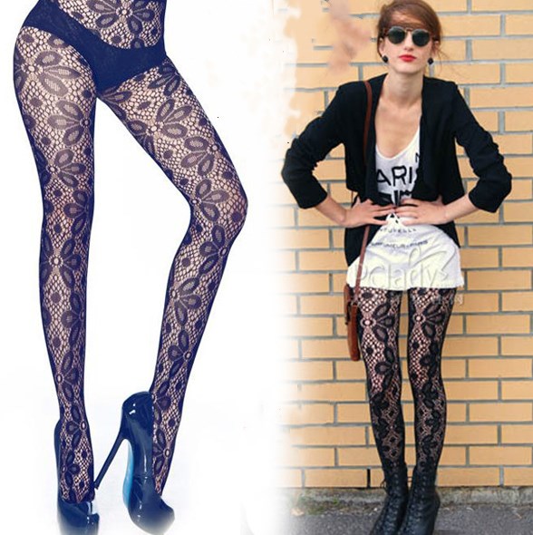 pantyhose New breathable hip body shaping hollow jacquard retro bottoming socks