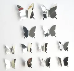 12 stereoscopic mirror butterfly PET mirror 3D Butterfly - White - View 1