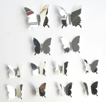 12 stereoscopic mirror butterfly PET mirror 3D Butterfly White - Shop at LoveMi