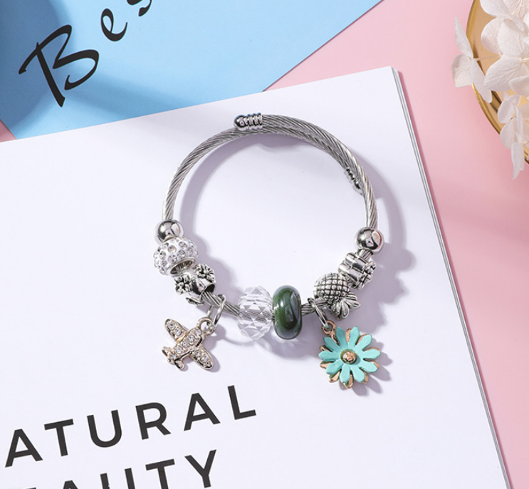 Airplane Flower Beaded Bracelet Retro Ethnic Style Personality Jewelry Sun Flower Holiday Wind Bracelet