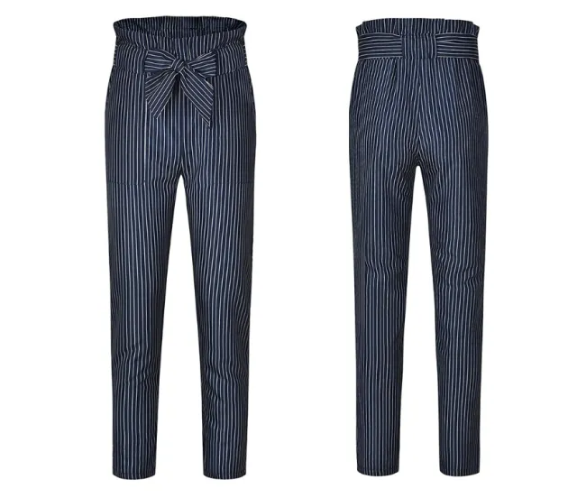 Striped High Waist Trousers Blue - Shop at LoveMi