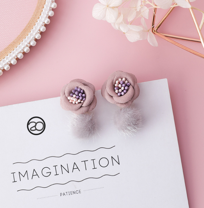 Fashion Korean Japanese Girl Simple Lovely Earrings Flower Fabric Swings Fashion Earrings For Women Jewelry Accessories