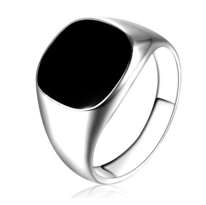 Sleek minimalist design personality domineering black drop oil men's ring classic men's ring