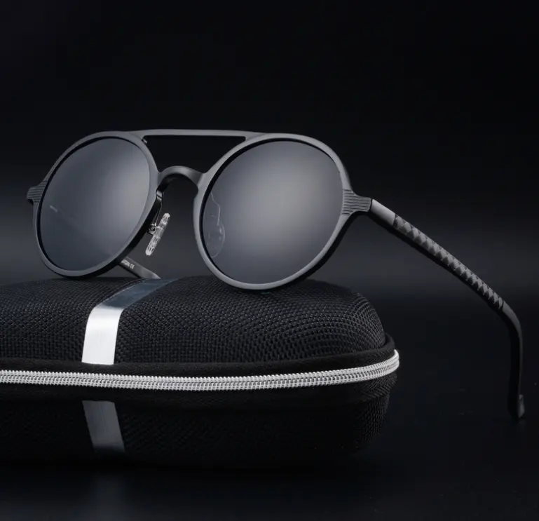 New men's polarized sunglasses Vintage round frame