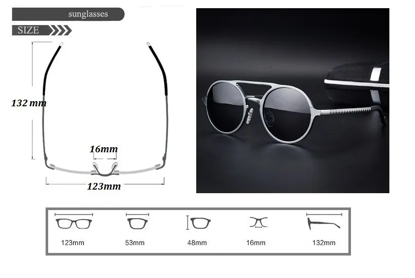 New men's polarized sunglasses Vintage round frame