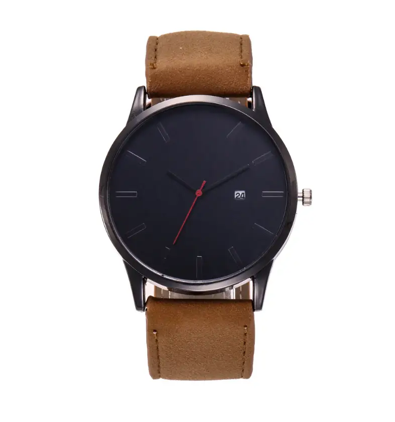Men Watch Fashion Business Large Dial Watch for Men's Matte Belt Simple Quartz